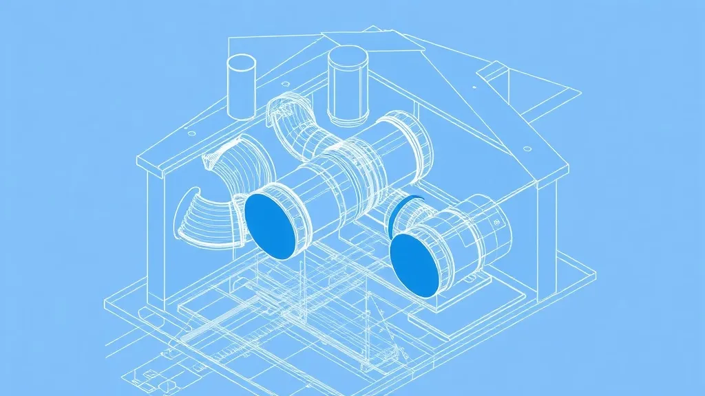 Technical blueprint of a modern house ventilation duct syste